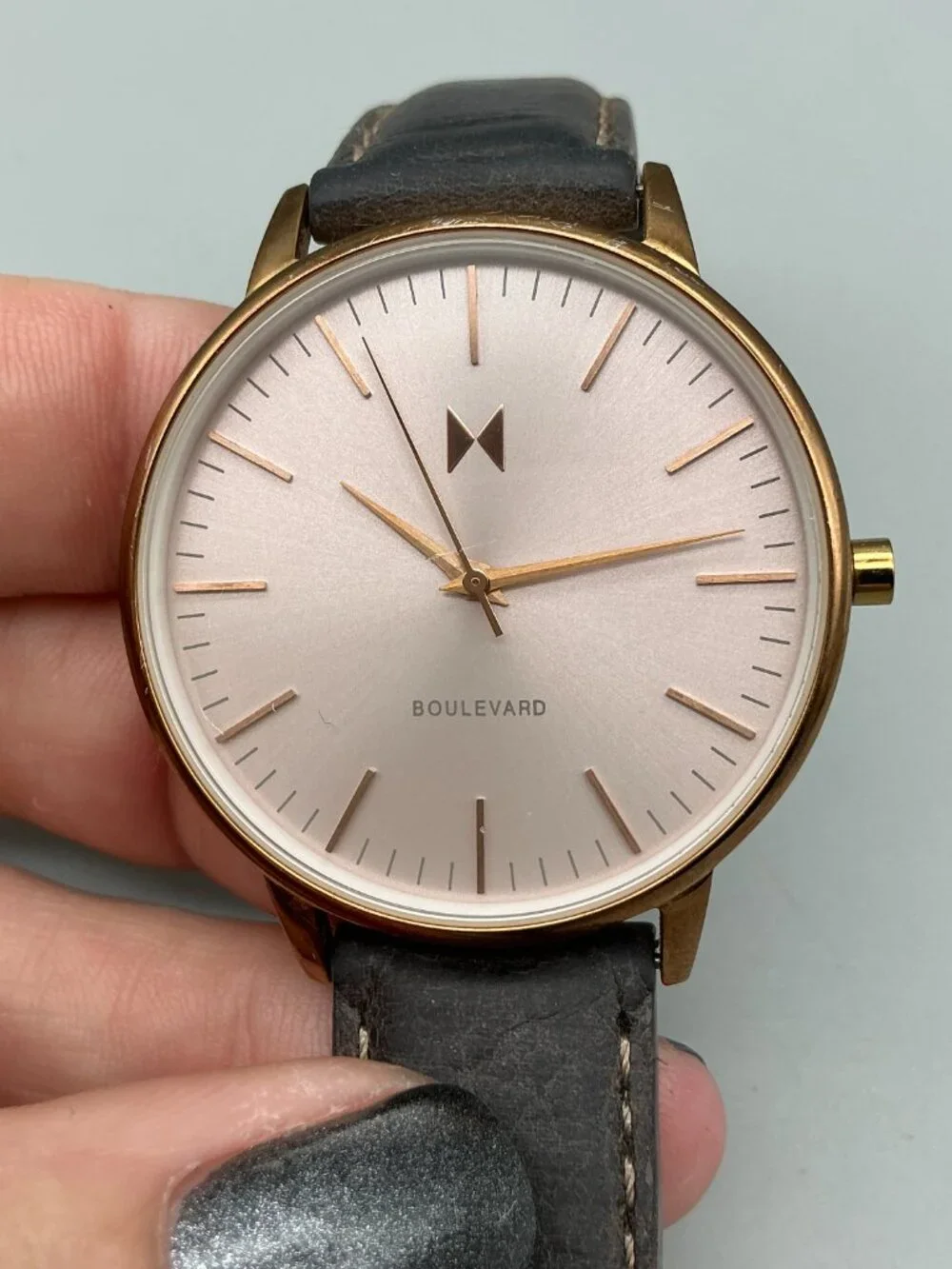 MVMT Boulevard Santa Monica Womens Watch 38mm Rose Gold Tone Leather New Battery